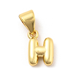 Letter H Brass Charms, Real 18K Gold Plated, Long-Lasting Plated, Lead Free & Cadmium Free, Letter Charm, Letter H, 9.5x6x2.5mm, Hole: 5x3.5mm