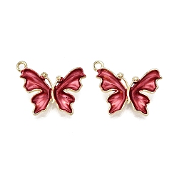 Темно-Красный Стойки обшивки сплава эмали подвески, без кадмия и без свинца, золотой свет, бабочка, темно-красный, 19x23.5x4 мм, отверстие : 1.6 мм