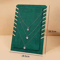 Sea Green Velvet Necklace Display Stands, Jewelry Display Organizer Rack for Necklaces, Rectangle, Sea Green, 19.5x28.5cm