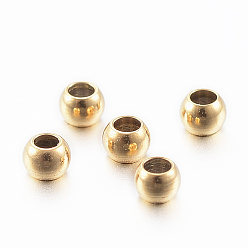 Golden Ion Plating(IP) 304 Stainless Steel Beads, Round, Golden, 2x1.2mm, Hole: 1mm
