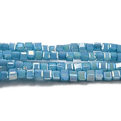 Deep Sky Blue Baking Painted Glass Beads Strands, Imitation Jaed, AB Color, Faceted, Cube, Deep Sky Blue, 2.5x2.5x2.5mm, Hole: 0.8mm, about 191~193pcs/strand, 18.11~18.50 inch(46~47cm)