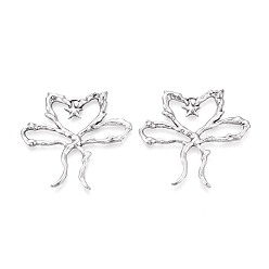 Античное Серебро Тибетский сплав стиля большие кулоны, бантом прелести, античное серебро, 53.5x54.5x3 мм, отверстие : 3x2 мм