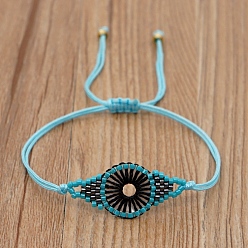 Темно-бирюзовый Браслет miyuki с плетением из бисера, Женский браслет для защиты от сглаза, темные бирюзовый, 11 дюйм (28 см)