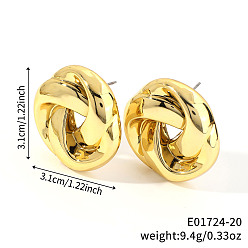 Другие Геометрические блестящие пластиковые серьги-гвоздики, золотые, узел, 31x31 мм