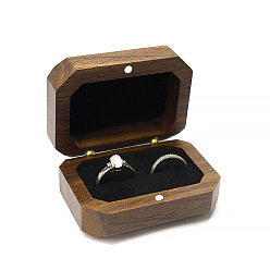 Saddle Brown Rectangle Wood Wedding Ring Storage Boxes with Velvet Inside, Laser Engraved Forever Love Wooden Couple Ring Gift Case with Magnetic Clasps, Saddle Brown, 7x5x3.4cm