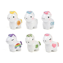 (52) Непрозрачная лаванда Декоративные фигурки лошадей из смолы, аксессуары для микроландшафта, притворяясь опорными украшениями, разноцветные, 36~37x19~23.5x34~35.5 мм