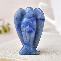 Blue Aventurine Natural Blue Aventurine Carved Healing Angel Figurines, Reiki Energy Stone Display Decorations, 37~40mm