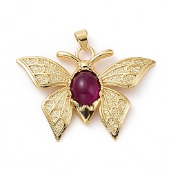 Purple Opaque Resin Pendants, Butterfly Charm, with Real 18K Gold Plated Brass Findings, Cadmium Free & Lead Free, Real 18K Gold Plated, Purple, 27x39.5x6mm, Hole: 3.5x4mm