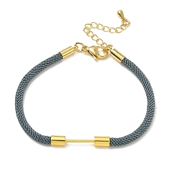 Cadet Blue Nylon Cord Bracelet Making, with Brass Beadable Bar, Golden, Cadet Blue, 6.89x0.16 inch(17.5x0.4cm)