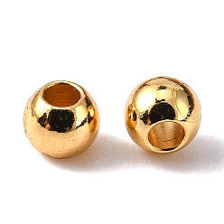 Real 18K Gold Plated Rack Plating and Vacuum Plating Brass Round Spacer Beads, Golden, 6mm, Hole: 1.5mm