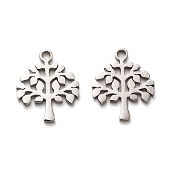 Tree of Life 316 Surgical Stainless Steel Pendants, Laser Cut, Stainless Steel Color, Tree of Life, 15x12.5x1mm, Hole: 1.6mm