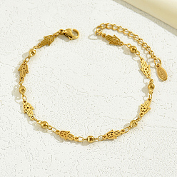 Настоящее золото 18K Модный женский браслет из нержавеющей стали с хамсой в различных стилях, реальный 201 k позолоченный, 18 дюйм (7-1/8 см)