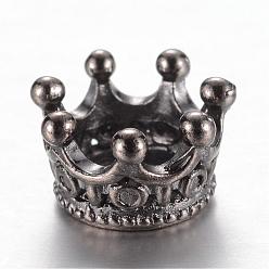 Gunmetal Alloy Beads, Crown, Large Hole Beads, Gunmetal, 10.5x7mm, Hole: 6mm