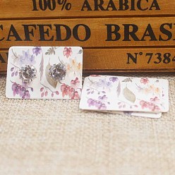 Flower Paper Display Cards, for Earring, Rectangle, Flower Pattern, 2.5x3.5cm, about 100pcs/set