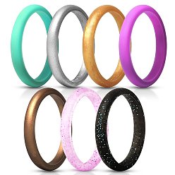 7 color group 2 7-Color Set of 2.7mm Wide Silicone Rings for Women - European and American Valentine's Day Fine Rings, Women's Tail Rings