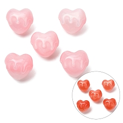 Pink Resin UV Reactive Beads, Color Changing Beads, Melting Heart, Pink, 15.5x18x15.5mm, Hole: 2mm