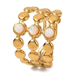 Натуральный Агат Кольца из натурального агата, золотистый тон 304 трехслойные манжеты из нержавеющей стали для женщин, внутренний диаметр: регулируемый