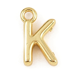 Letter K Латунь прелести, стойки покрытие, долговечный, без кадмия и без свинца, реальный 18 k позолоченный, Письмо K, 9x5.5x2 мм, отверстие : 1.2 мм
