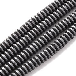 Black Matte Style Electroplate Non-magnetic Synthetic Hematite Beads Strands, Heishi Beads, Flat Round/Disc, Black, 5x2mm, Hole: 1mm, about 94pcs/strand, 8 inch