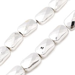 с Покрытием Серебра Стеклянные бусины с гальваническим покрытием , прямоугольные, граненые, со серебряным покрытием, 9x6x4 мм, отверстие : 1 мм, около 46 шт / нитка, 16.14'' (41 см)