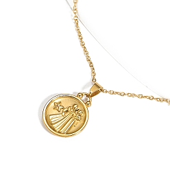 Близнецы Ожерелья из нержавеющей стали с подвеской в виде созвездия для женщин и мужчин, золотые, Близнецы, 8.27~19.69 дюйм (21~50 см)