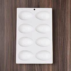 Stripe DIY Half Easter Surprise Eggs Food Grade Silicone Molds, Fondant Molds, Resin Casting Molds, for Chocolate, Candy, UV Resin & Epoxy Resin Craft Making, 8 Cavities, Stripe Pattern, 265x170x22.5mm, Hole: 8mm, Inner Diameter: 75x47.5mm