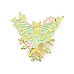 Aquamarine Flower Butterfly Enamel Pin, Gold Plated Alloy Badge for Backpack Clothes, Aquamarine, 27x30x1.5mm