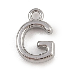 Letter G Латунь прелести, стойки покрытие, долговечный, без кадмия и без свинца, платина, Буква G, 9.5x6.5x2 мм, отверстие : 1.2 мм