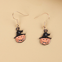 EAR3400 Cute Pumpkin Ghost Castle Earrings for Halloween Costume Party