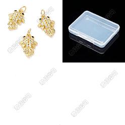 Doré  10 pcs laiton micro pavé pendentifs en zircone cubique claire, breloques en forme de poisson rouge, plaqué longue durée, sans cadmium et sans plomb, or, 17x11x3mm, Trou: 3.2mm