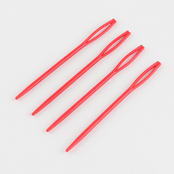 Red Child Plastic Knit Needles Sewing Knitting Cross Stitch, Red, 71x4x3mm, Hole: 17x2mm, about 1000pcs/bag