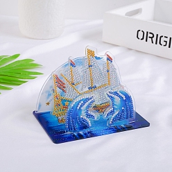 Dolphin 3D Puzzle Display Decoration Diamond Painting Beginner Kits, including Rhinestone Bag, Tools, Dolphin, 150x130~150mm