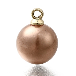 Верблюжий Подвески из АБС-пластика с жемчугом, круглые, с петлей из легкого золотого сплава, верблюжие, 13.5x10 мм, отверстие : 1.6 мм