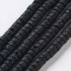Lava Rock Natural Lava Rock Beads Strands, Flat Round/Disc, 6x3~3.5mm, Hole: 0.5mm, about 105pcs/strand, 14.96''(38cm)