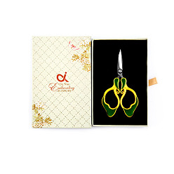 Green Stainless Steel Scissors, Embroidery Scissors, Sewing Scissors, with Zinc Alloy Enamel Handle, Green, 140x90x20mm