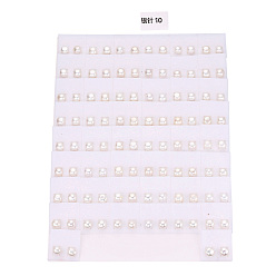 Floral White Natural Pearl Stud Earrings, Round Ball Post Earrings with 925 Sterling Silver Pins for Women, Floral White, 7~8mm, Pin: 0.7mm