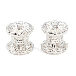 Посеребрённый Латунные двойные колпачки для бусин, цветок, 925 серебро покрытием, 6x5.5 мм, отверстие : 1.5 мм