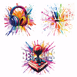 Playing Theme 3шт. 3 стили набор наклеек с логотипом из пластиковой термопленки, для футболки своими руками, , шляпы, игровая тема, 250x250 мм