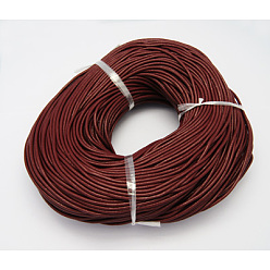 Dark Red Cowhide Leather Cord, Leather Jewelry Cord, Jewelry DIY Making Material, Round, Dyed, Dark Red, 2mm