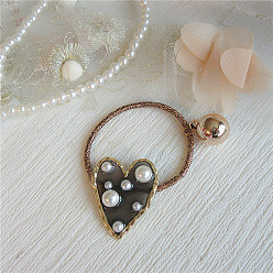 Love Black Vintage Gold Pearl Pendant with Five-pointed Star Heart-shaped Pearl Hair Rope