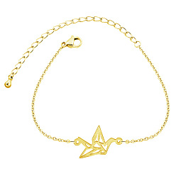 Gilding Adorable Paper Crane Bracelet with Bird Charm - Stainless Steel Party Gift for Women