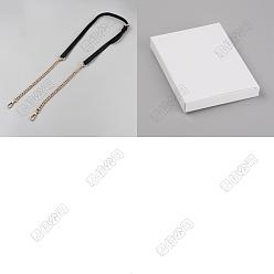 Черный 1 ремни для сумок через плечо из искусственной кожи, с цепями из сплава и поворотными застежками, золотой свет, чёрные, 1120~1270x15 мм