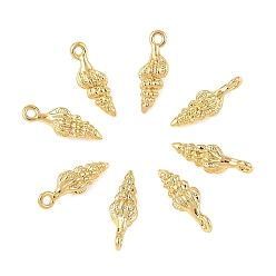 Real 18K Gold Plated SHEGRACE Brass Shell Shape Charms, Cadmium Free & Nickel Free & Lead Free, Real 18K Gold Plated, 13x4x4mm, Hole: 1.2mm
