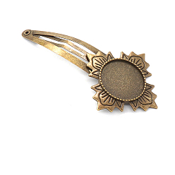 Antique Bronze Alloy Snap Hair Clip Finding, Cabochon Settings, Antique Bronze, Inner Diameter: 20mm