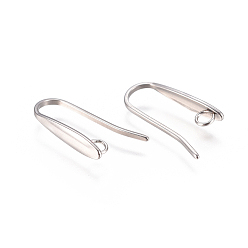 Stainless Steel Color 304 Stainless Steel Earring Hooks, with Horizontal Loop, Stainless Steel Color, 19x3mm, Hole: 2mm, 21 Gauge, Pin: 0.7x1mm