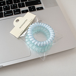 2# Blue Series - Pack of 2 Jelly-colored telephone wire hair tie for summer, matte texture, traceless elastic band.