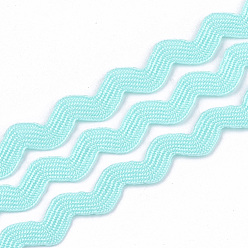 Pale Turquoise Polypropylene Fiber Ribbons, Wave Shape, Pale Turquoise, 7~8mm, 15yard/bundle, 6bundles/bag
