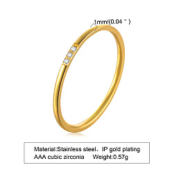 R-579 Красочное женское кольцо из нержавеющей стали с инкрустацией цирконием, минималистичные украшения золотого тона