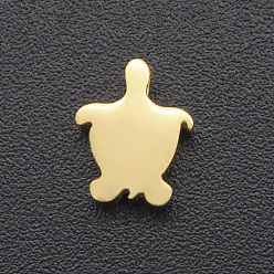 Golden 201 Stainless Steel Charms, for Simple Necklaces Making, Stamping Blank Tag, Laser Cut, Tortoise, Golden, 8x6x3mm, Hole: 1.8mm