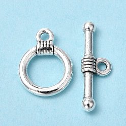 Antique Silver Tibetan Style Alloy Toggle Clasps, Cadmium Free & Nickel Free & Lead Free, Antique Silver, 15x11mm, Hole: 2mm